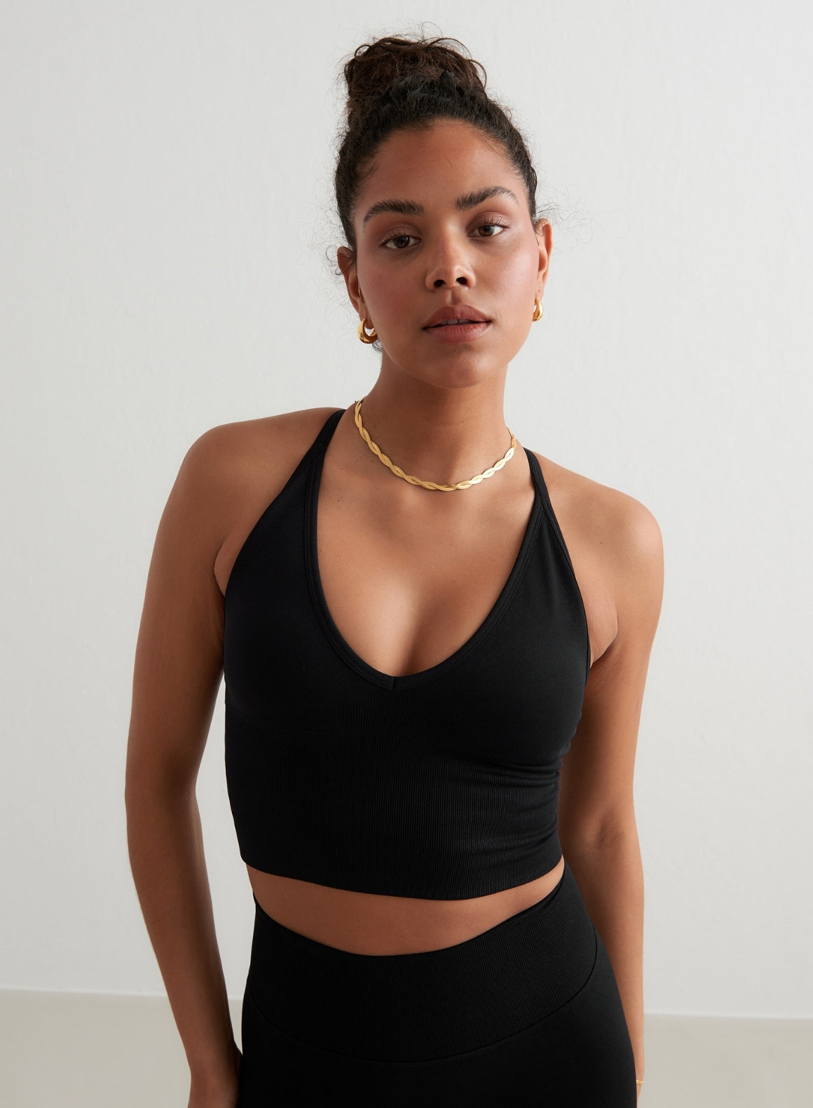 Black Shape Seamless Cross Back Bralette