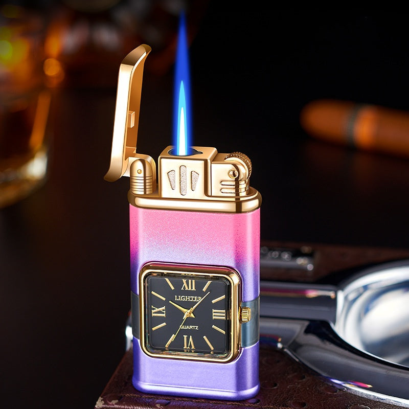 Windproof torch aansteker met vintage horloge