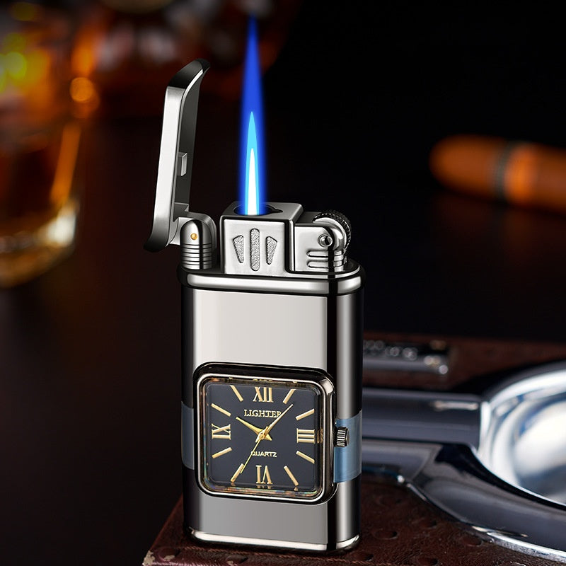 Windproof torch aansteker met vintage horloge