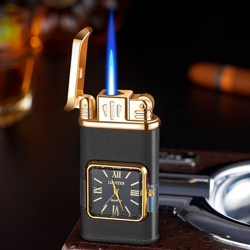 Windproof torch aansteker met vintage horloge