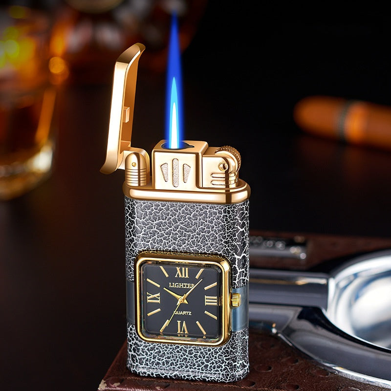 Windproof torch aansteker met vintage horloge