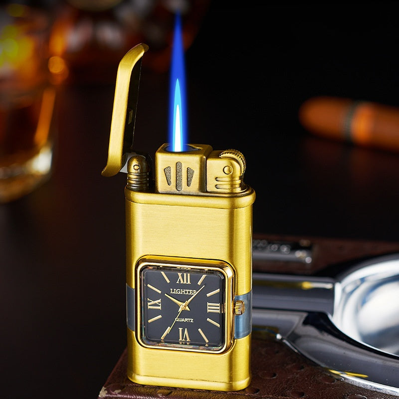 Windproof torch aansteker met vintage horloge