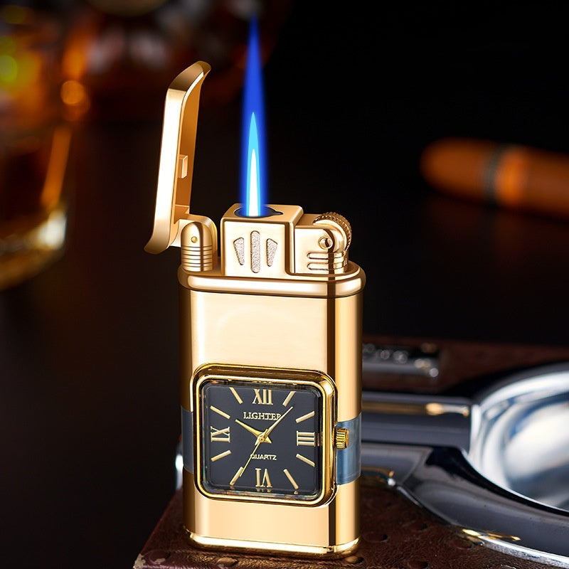 Windproof torch aansteker met vintage horloge