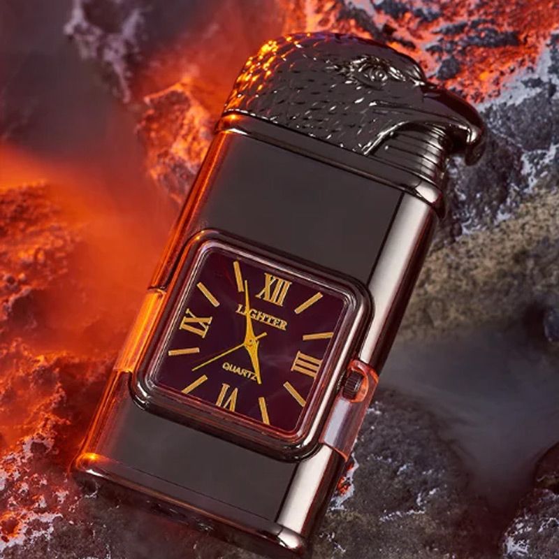 Windproof torch aansteker met vintage horloge