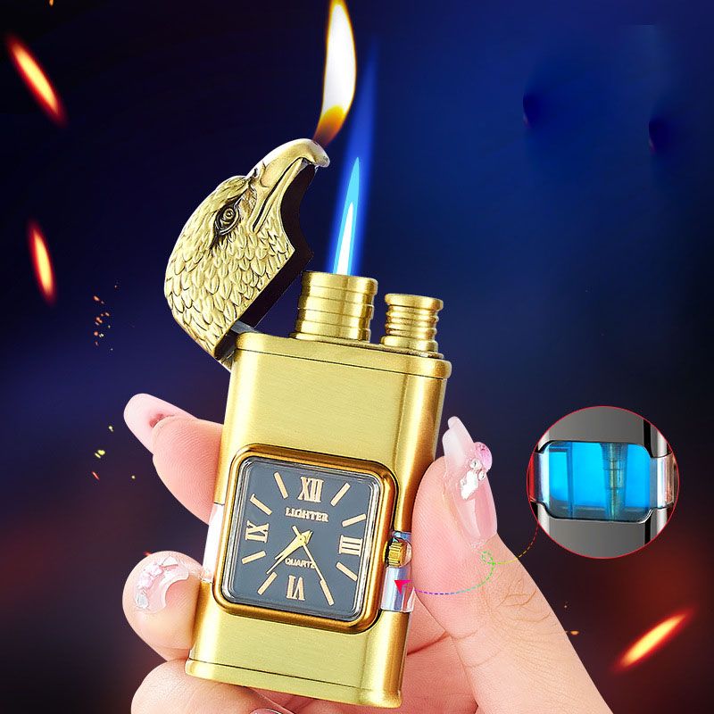 Windproof torch aansteker met vintage horloge