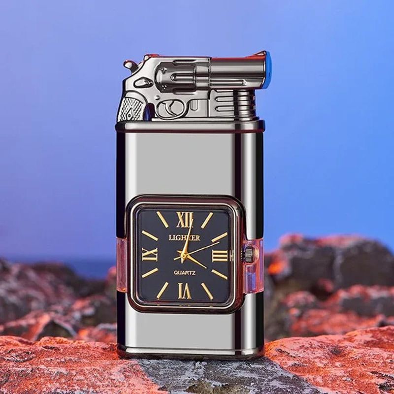 Windproof torch aansteker met vintage horloge