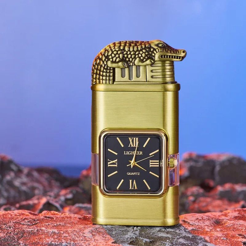 Windproof torch aansteker met vintage horloge