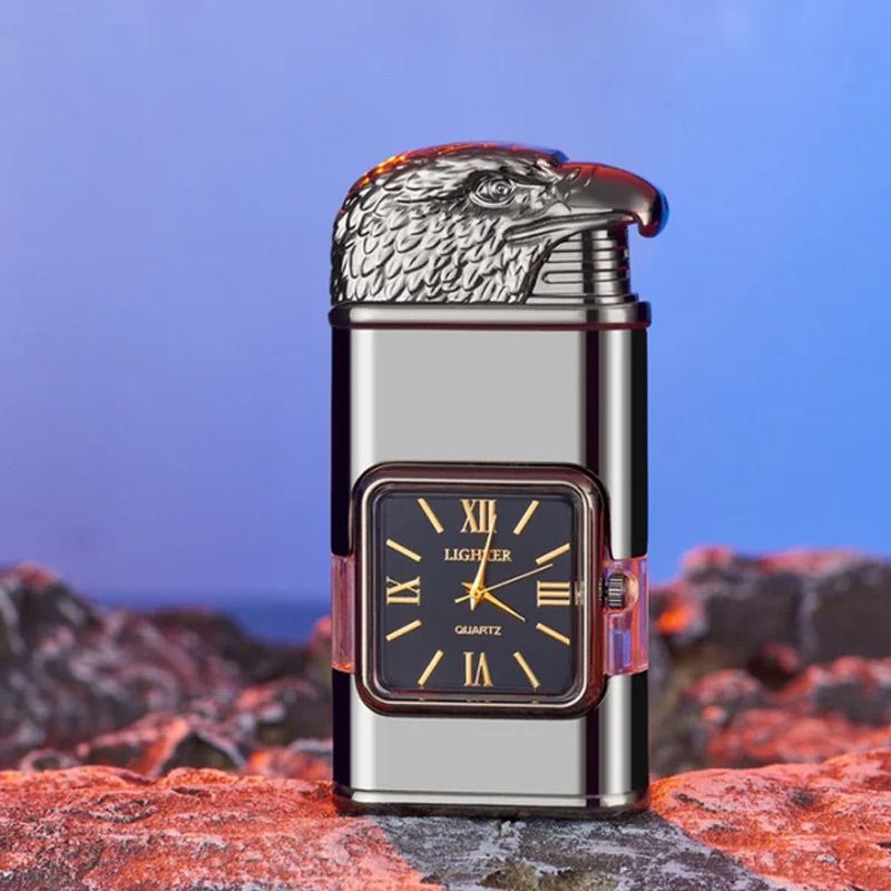 Windproof torch aansteker met vintage horloge