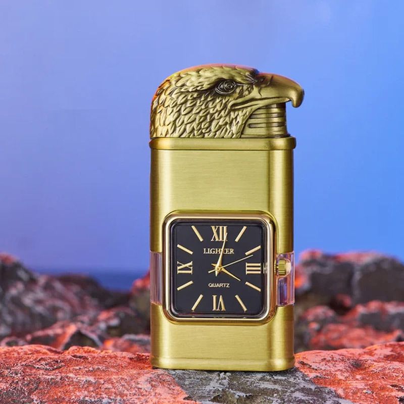 Windproof torch aansteker met vintage horloge